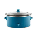 6 Quart Oval Slow Cooker w Glass Lid, -Corsair Blue