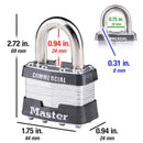 Master Lock 1-5/16 in. H X 1-3/4 in. W Laminated Steel 4-Pin Cylinder Exterior Padlock, Pack of 6