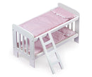 Doll Bunk Bed with Bedding, Ladder, and Free Personalization Kit - White/Pink/Gingham