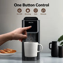 Compact Coffee Maker for Ground Coffee & Loose Tea - Single Serve, 6-12 Oz Brew, Black