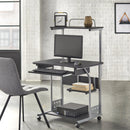 Mobile Computer Tower with Shelf - Black