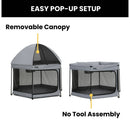 Hexagon Pop Up Playard with Removable Canopy - Gray