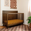 Palma Mid-Century 4-in-1 Convertible Crib with Toddler Bed Conversion Kit - Natural Walnut