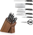 L Series 7-Piece Cleaver Knife Block Set, Forged German Steel, Black
