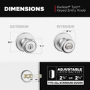 Kwikset SmartKey Tylo Smart Key Satin Chrome Entry Door Knob 1-3/4 in.