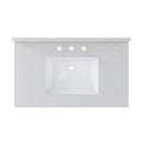 Craft + Main QZ37228CVR Vanity Top, 22 in OAL, 37 in OAW, Ceramic/Quartz, Carrara Vita, Undermount Sink, 1-Bowl