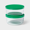 4pc (set of 2) 4c Round Glass Food Storage Container Set Green - ™