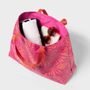 Water Resistant Reversible Tote Bag - Pink/Coral Palm