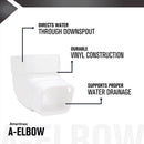 Amerimax 4.25 in. H X 3.25 in. W X 4.25 in. L White Vinyl K Gutter Elbow