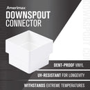 Amerimax 2.6 in. H X 2 in. W X 2 in. L White Vinyl U Downspout Connector, Pack of 10