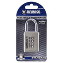 Brinks 2-1/8 in. H X 1-5/8 in. W X 3/4 in. L Die-Cast Zinc 4-Dial Combination Padlock