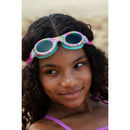 Junior Glide Print Swim Goggles - Teal/Multi: Flexible Anti-Fog Lens, Adjustable Strap