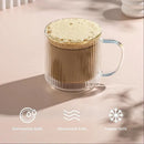 Haven 13.5 oz Fluted Stackable Double Wall Glass Mugs, Set of 6