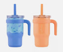14oz 2pk Kids Mugs with Spill-Proof Straw - Blue and Orange