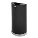Rubbermaid European And Metallic Series Open Top Receptacle, Half-Round, 12 Gal, Black/Chrome - RCPSO1220B
