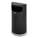 Rubbermaid European And Metallic Series Receptacle, Half-Round, 9 Gal, Black/Chrome - RCPSO820BPL