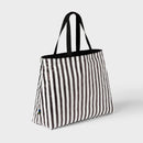 Water Resistant Reversible Tote Bag - Black/White Stripe
