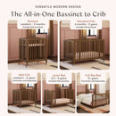 Rolli 9-in-1 Convertible All-Stages Crib with Bassinet & Toddler Bed Conversion Kits - Natural Walnut