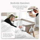 Adjustable Height Bedside Bassinet - Tan