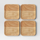 4-Piece Square Serving Platter - Natural Wood