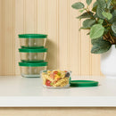 8-Piece Round Glass Food Storage Container Set - Green
