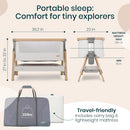 CoZee 2-in-1 Baby Bassinet & Bedside Sleeper - Silver & Oak