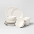 12pc Stoneware Aralia Dinnerware Set Sour Cream - Threshold™