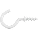 HILLMAN Small White Metal 7/8 in. L Cup Hook 1 lb 8 pk, Pack of 10