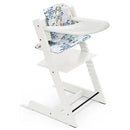Tripp Trapp High Chair and Cushion with Stokke Tray - White with Waves Blue