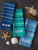Cotton Embroidered Dishtowels - Blue