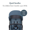 Inglesina Quid Stroller - Manta Blue - Ultra Compact Lightweight Travel Stroller for Babies and Toddlers, Airplane Overhead, Foldable, Reclining Seat, Collapsible Canopy, 3 Months - 50 lbs, BPA Free