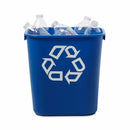 Rubbermaid 3-1/4 gal Rectangular Recycling Wastebasket, Plastic, Blue - FG295573BLUE