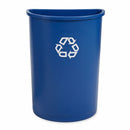 Rubbermaid 21 gal Half-Round Recycling Can, Plastic, Blue - FG352073BLUE
