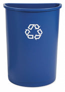 Rubbermaid 21 gal Half-Round Recycling Can, Plastic, Blue - FG352073BLUE