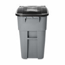 Rubbermaid 50 gal Rectangular Rollout Trash Can, Plastic, Gray - FG9W2700GRAY