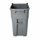 Rubbermaid 50 gal Rectangular Rollout Trash Can, Plastic, Gray - FG9W2700GRAY