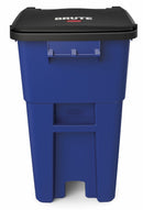 Rubbermaid 50 gal Rectangular Rollout Trash Can, Plastic, Blue - FG9W2700BLUE