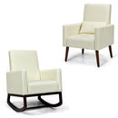 2-in-1 Fabric Upholstered Rocking Chair With Pillow-Beige