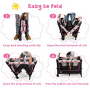 3-in-1 Convertible Portable Baby Playard With Music Box and Wheel and Brakes-Pink