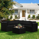 6 Pieces Patio Furniture Sofa Set With Cushions for Outdoor-Black