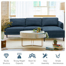 L-Shaped Fabric Sectional Sofa With Chaise Lounge and Solid Wood Legs-Navy