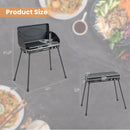 2-in-1 Gas Camping Grill and Stove With Detachable Legs-Black