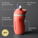 Insulated Sporty Spill-Proof Straw Training Sippy Cups - Purple & Orange