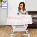 Lacy Portable 2-in-1 Bassinet & Cradle - Pink and White