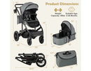 3-in-1 Newborn Stroller - Gray