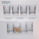 Diamond Cut Crystal Double Old Fashioned Glasses Set of 4 - White