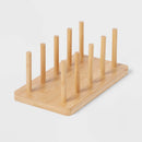Wood 4 Slot Cutting Board/Pan Lid Organizer Yellow