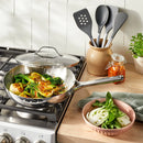 12" Stainless Steel Frypan with Cover - Silver