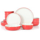 16pc Two Tone Porcelain Dinnerware Set - Red/White