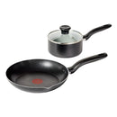 Simply Cook 3pc Nonstick 2qt Sauce Pan with Lid and 10.5" Fry Pan Cookware Set - Black